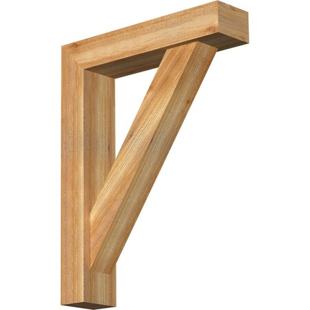 Ekena Millwork Traditional Block Rough Sawn Bracket w/ Offset Brace, Western Red Cedar, 6"W x 26"D x 34"H BKT0604X26X34TRA05RWR